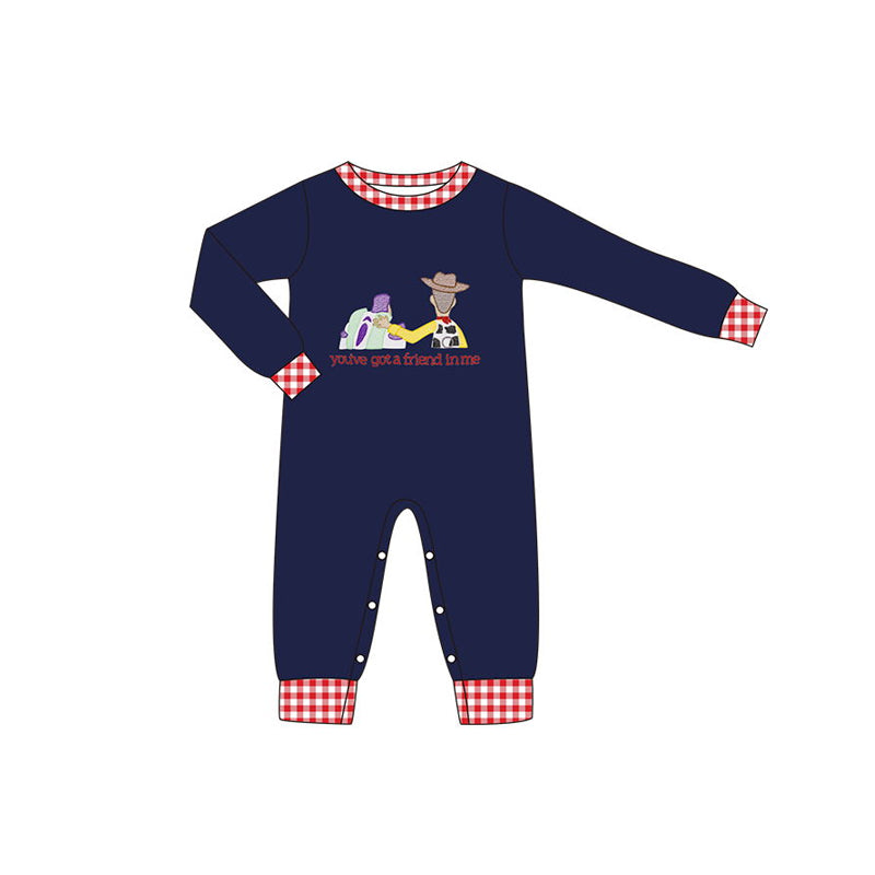 preorder LR1305 cartoon toy navy blue long sleeve boys romper