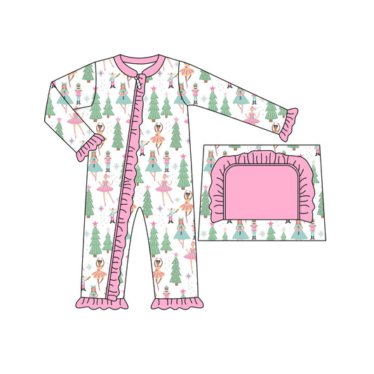 preorder LR1345 Christmas dance girl soldier tree long sleeve girls romper