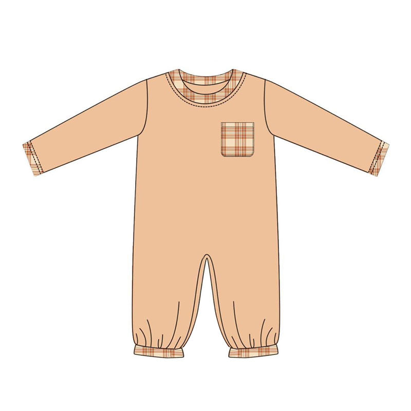 preorder LR1360 Autumn orange long sleeve boys romper