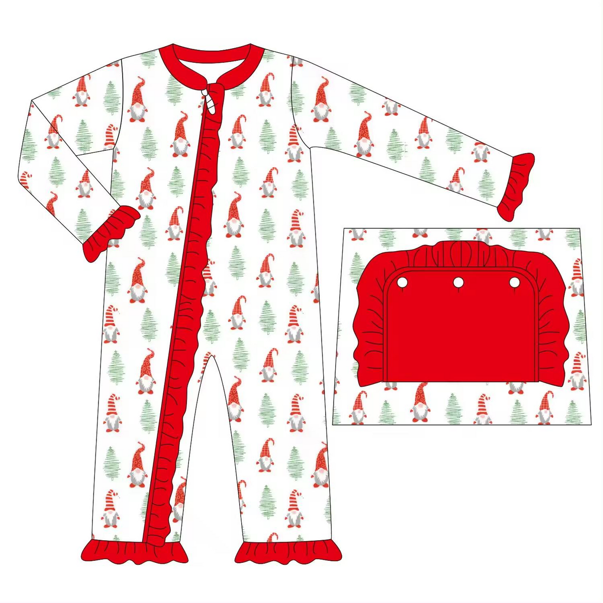 preorder LR1364 Christmas tree old man long sleeve girls zipper romper