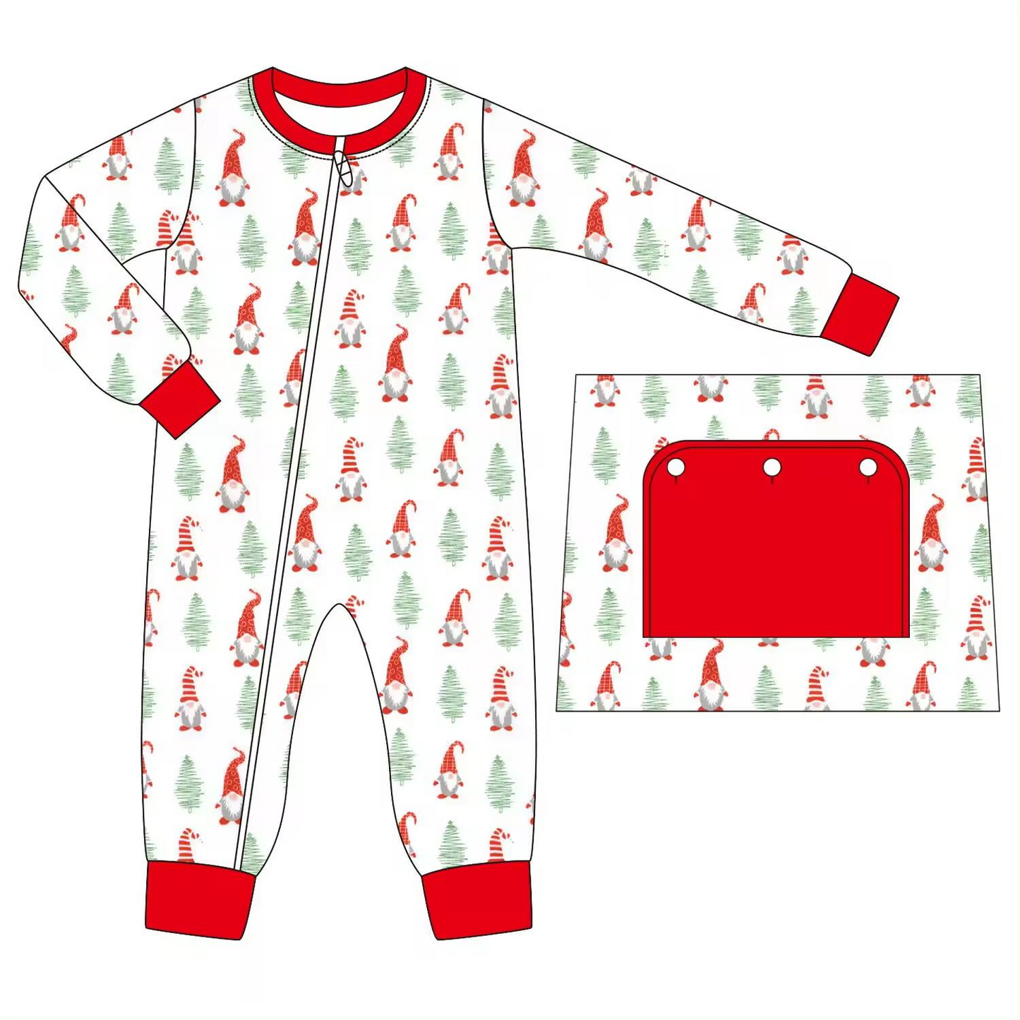 preorder LR1365 Christmas tree old man long sleeve boys zipper romper