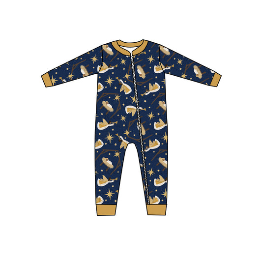 preorder LR1391 The Nativity Story navy blue long sleeve boys zipper romper