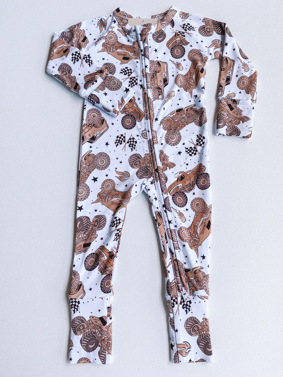 preorder LR1409 cross country vehicle long sleeve zipper boys romper