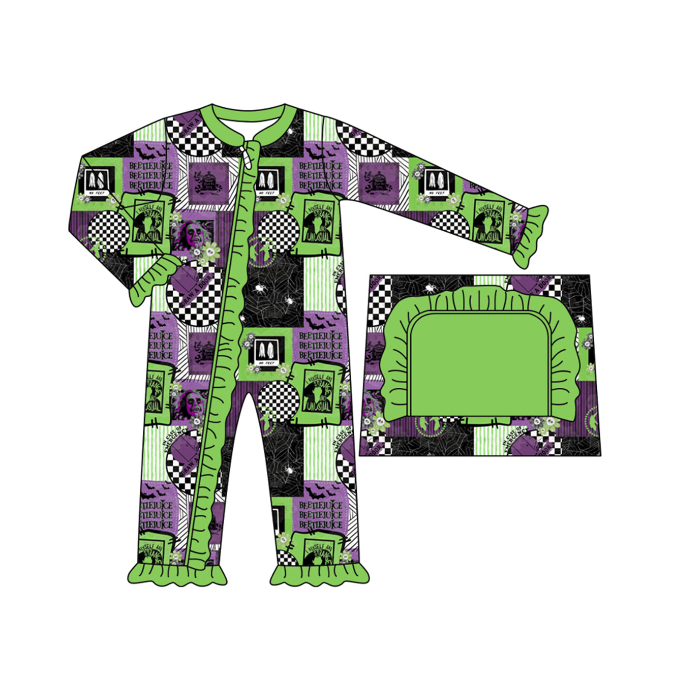 preorder LR1450 Halloween clown purple green long sleeve girls zipper romper