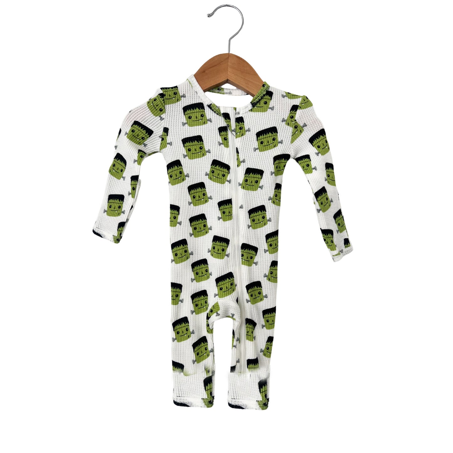 preorder LR1470 Halloween cartoon green face long sleeve zipper boys romper