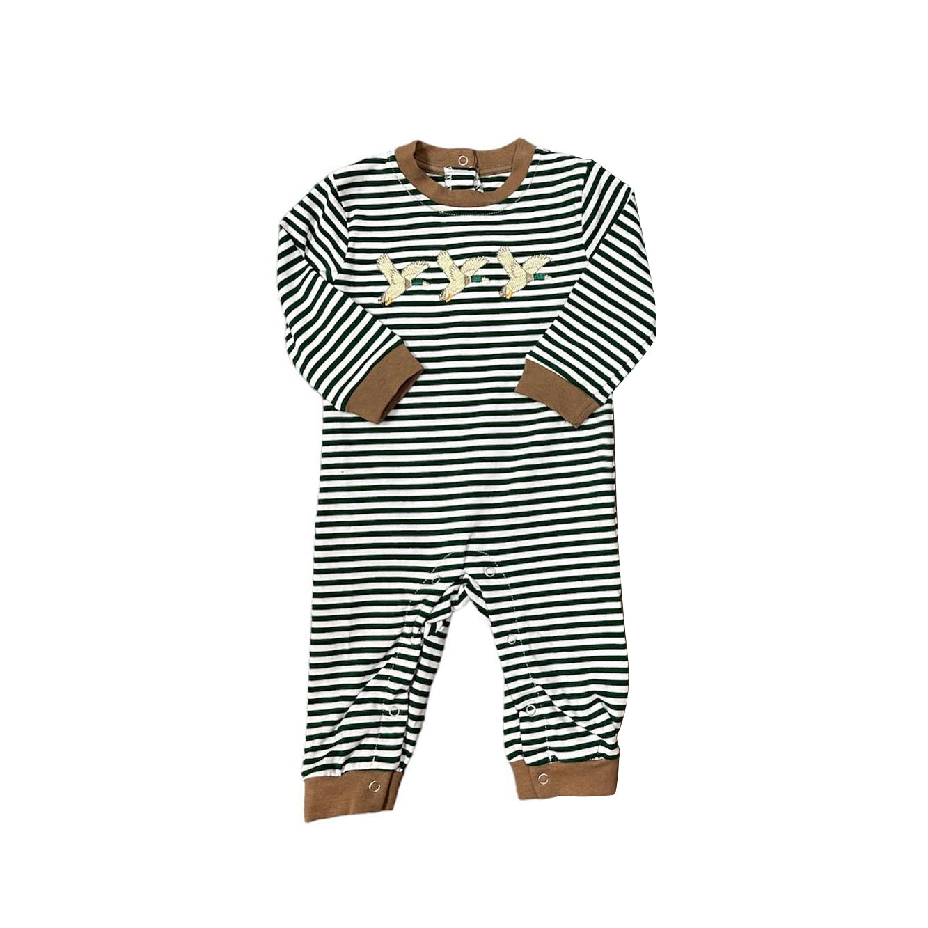 preorder LR1539 mallard black striped long sleeve boys romper