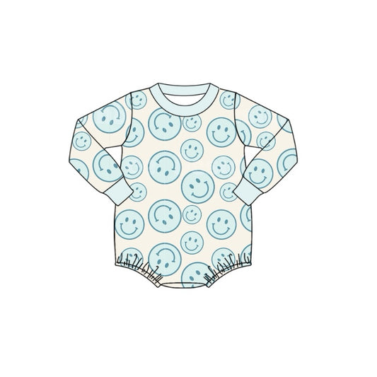 preorder LR1619 blue smile long sleeve boys romper