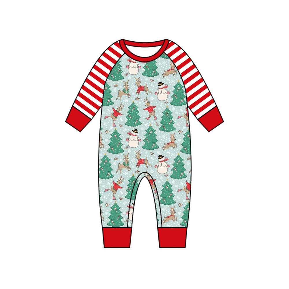 preorder LR1657 Christmas tree snowman deer long sleeve boys romper