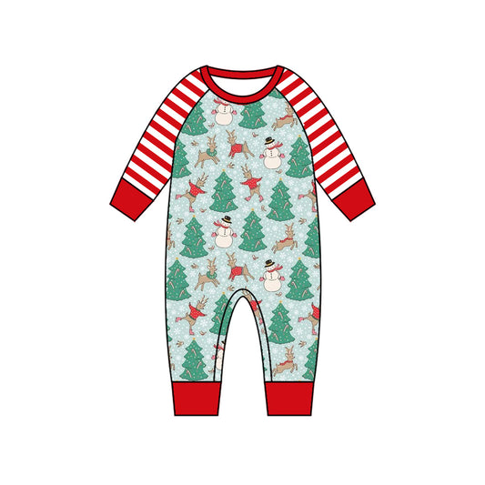 preorder LR1657 Christmas tree snowman deer long sleeve boys romper