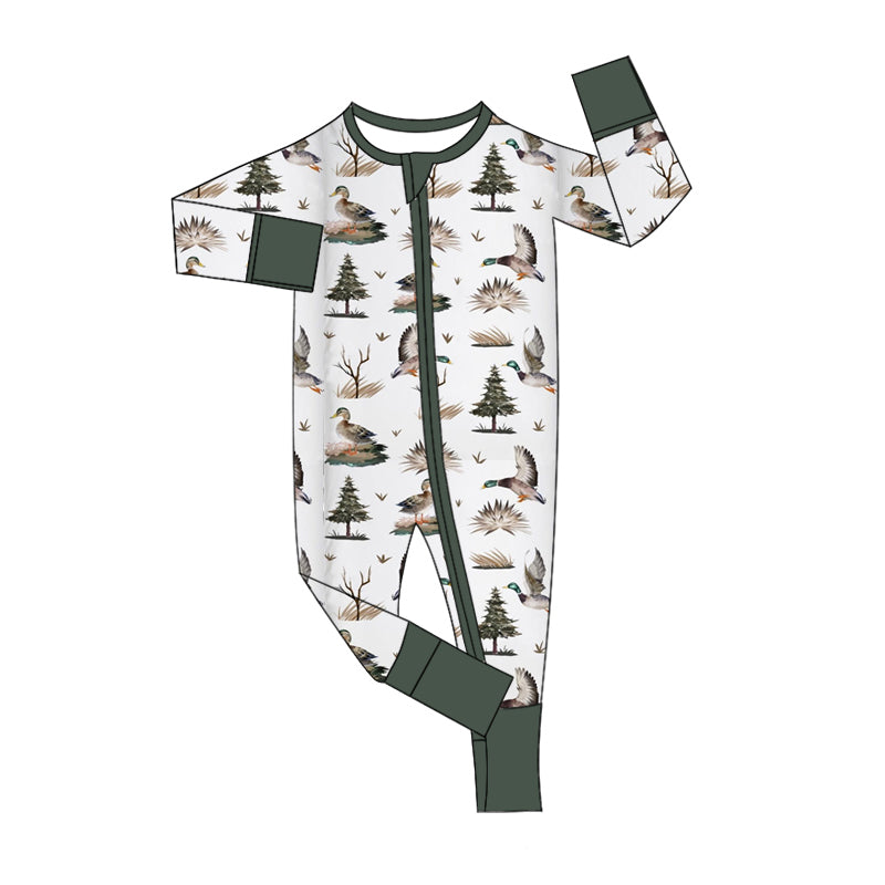 custom moq 3 hunting mallard long sleeve zipper boys romper