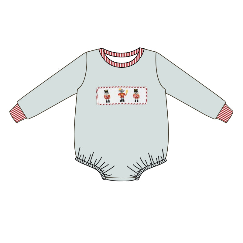preorder LR1707 Christmas cartoon soldier grey long sleeve boys romper