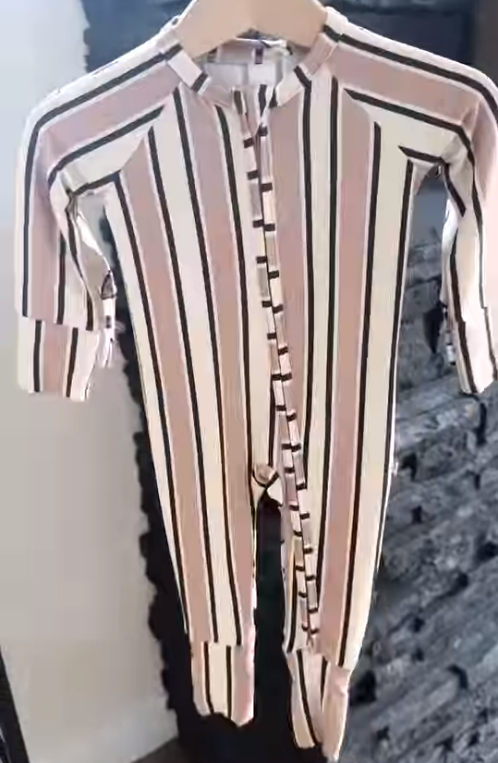 preorder LR1711 pink black striped long sleeve boys romper