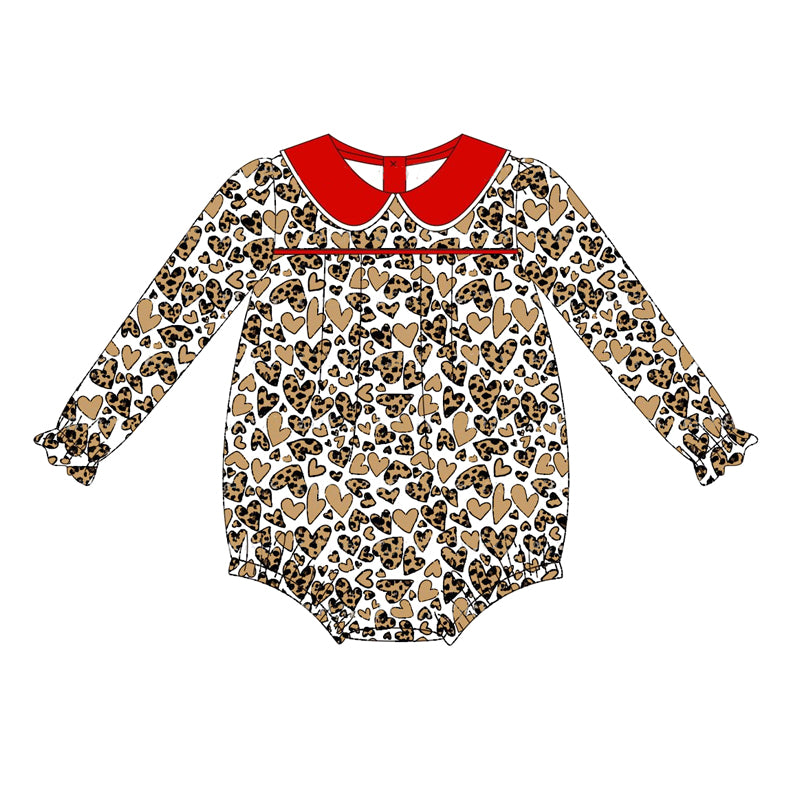 preorder LR1715 camo heart long sleeve girls romper