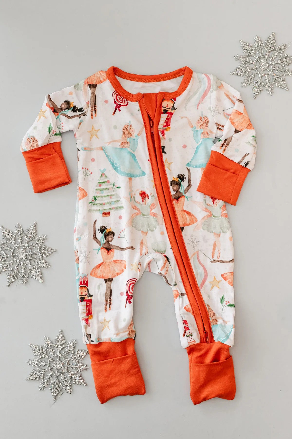 preorder LR1728 Christmas dance girl tree long sleeve girls zipper romper