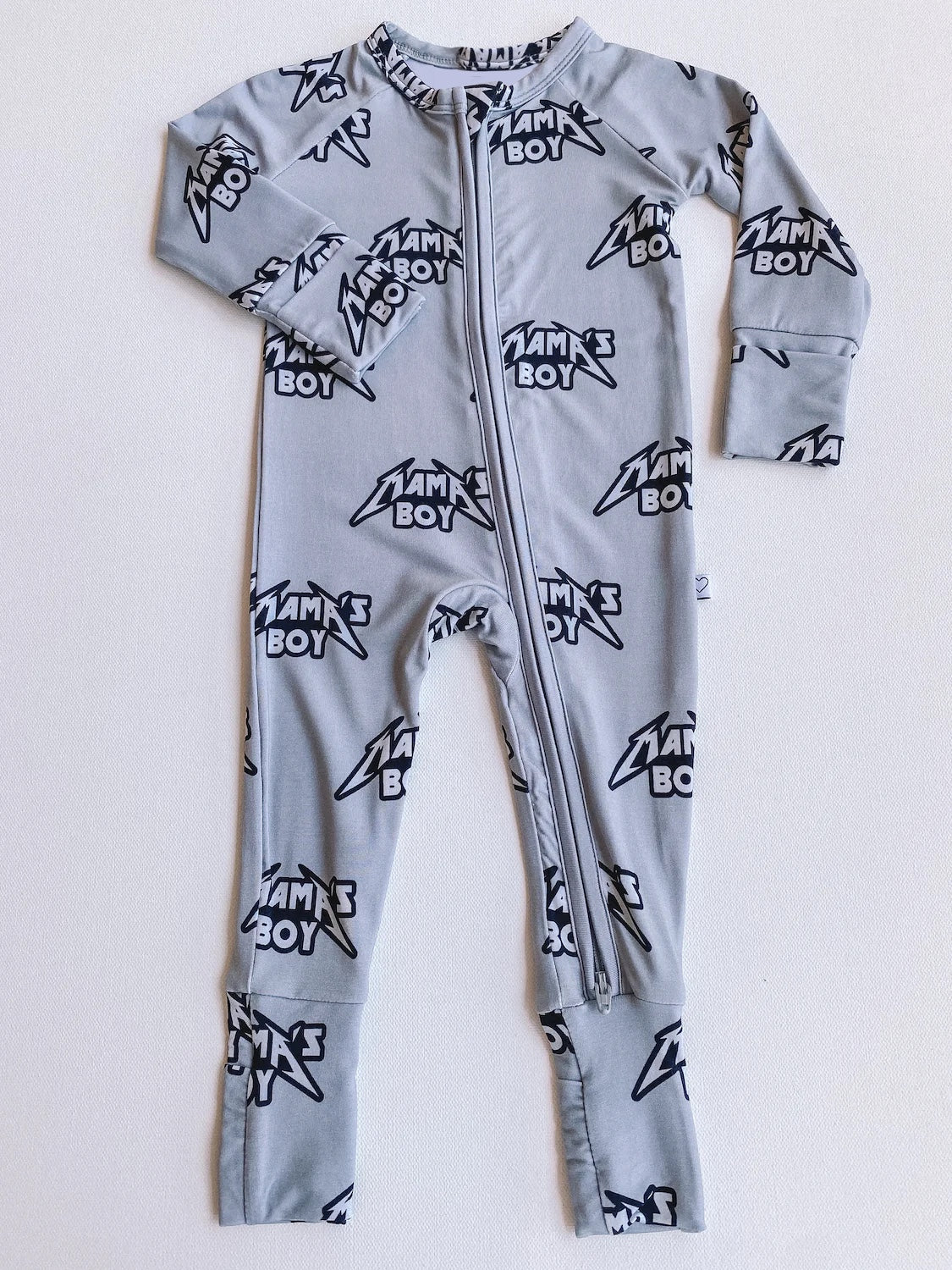 preorder LR1750 mama's boy grey blue long sleeve zipper boys romper