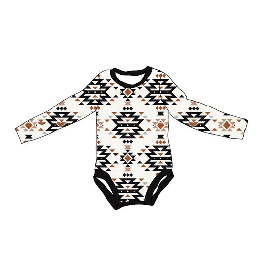 preorder LR1822 Western Aztec black long sleeve boys romper