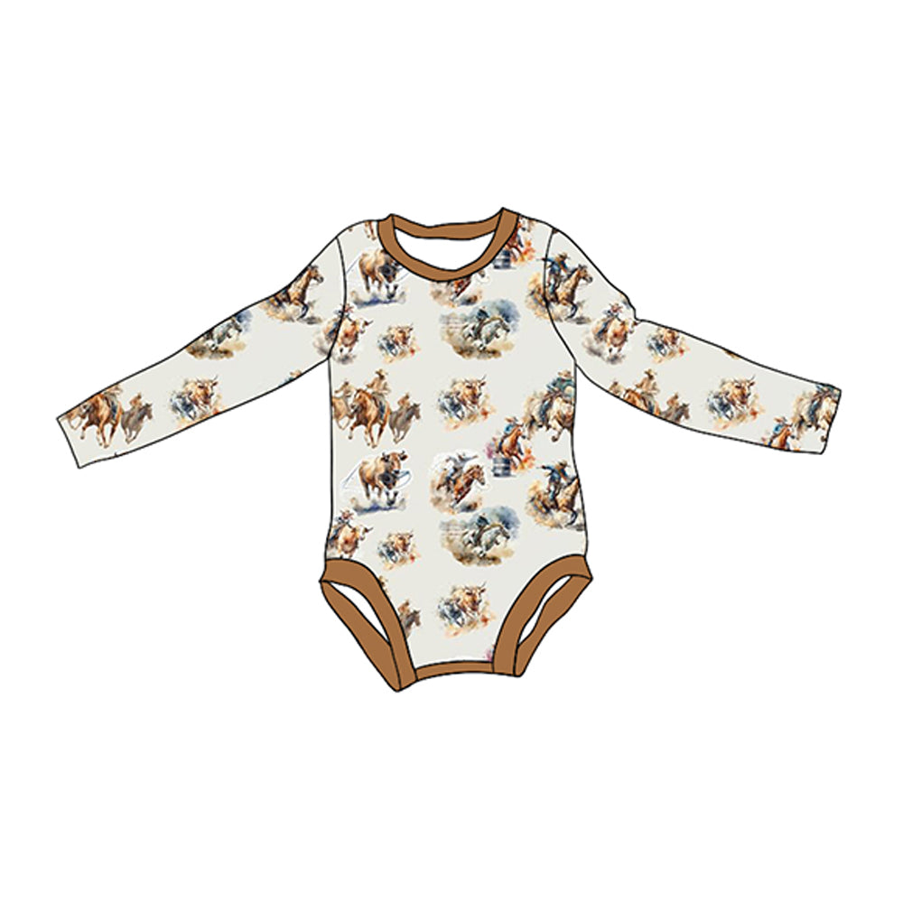 preorder LR1866 Western rodeo long sleeve boys romper