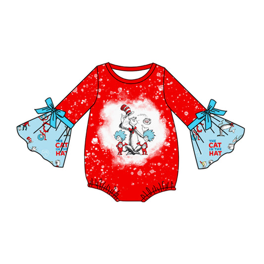 preorder LR1892 Christmas cartoon Dr. red long sleeve girls romper