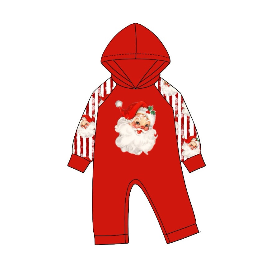 preorder LR1919 Christmas Santa red long sleeve hoodie boys romper