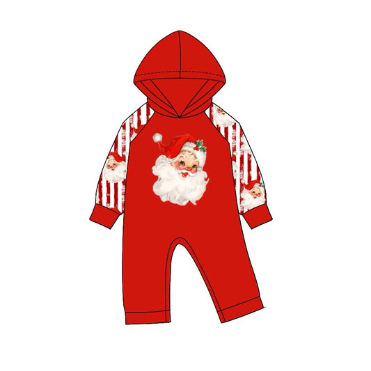 preorder LR1919 Christmas Santa red long sleeve hoodie boys romper