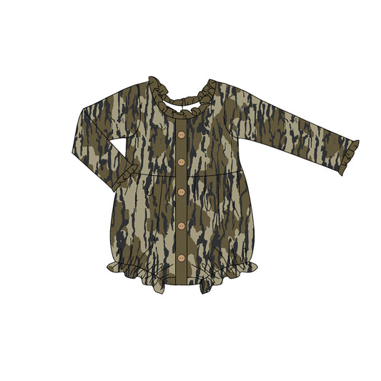 preorder LR1977 dark green camo long sleeve girls romper