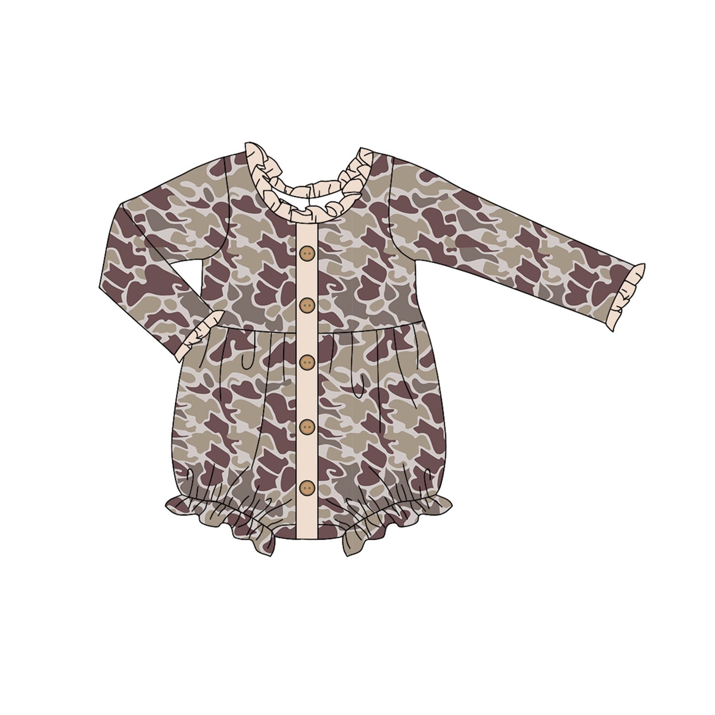 preorder LR1978 dark grey camo long sleeve girls romper