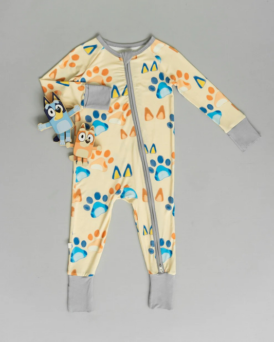 preorder LR1998 cartoon blue dog pow long sleeve zipper boys romper