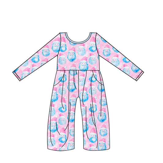 Preorder LR2014 Christmas blue Santa pink long sleeve girls jumpsuits