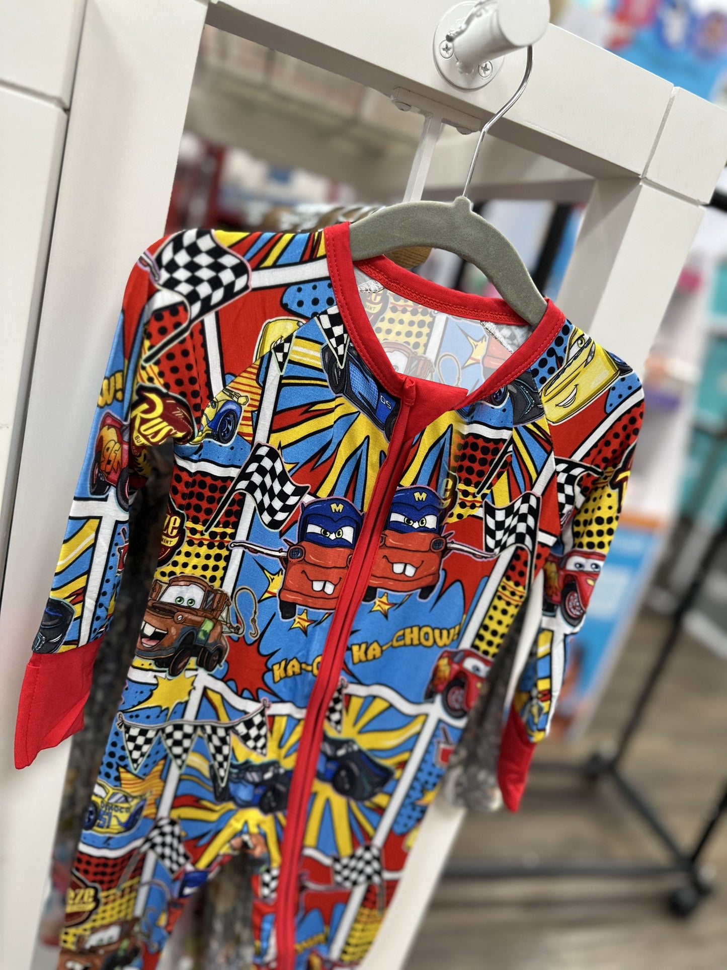 preorder LR2077 cartoon baby car red long sleeve zipper boys romper