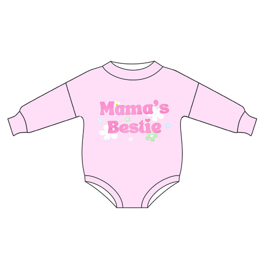 preorder LR2103 Valentine's Day mama's bestie purple long sleeve girls romper