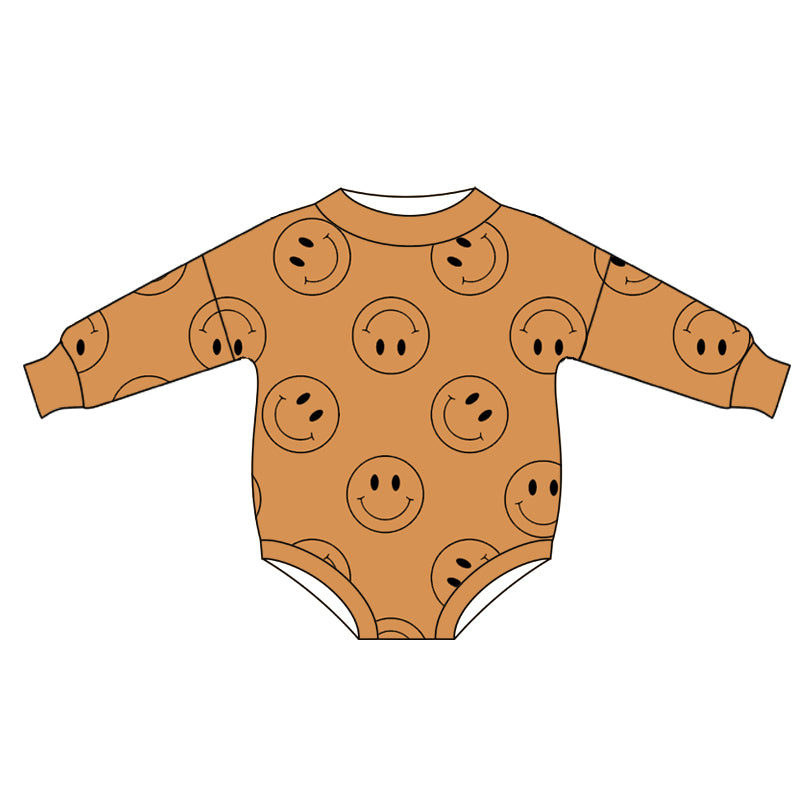preorder LR2128 khaki smile long sleeve girls romper