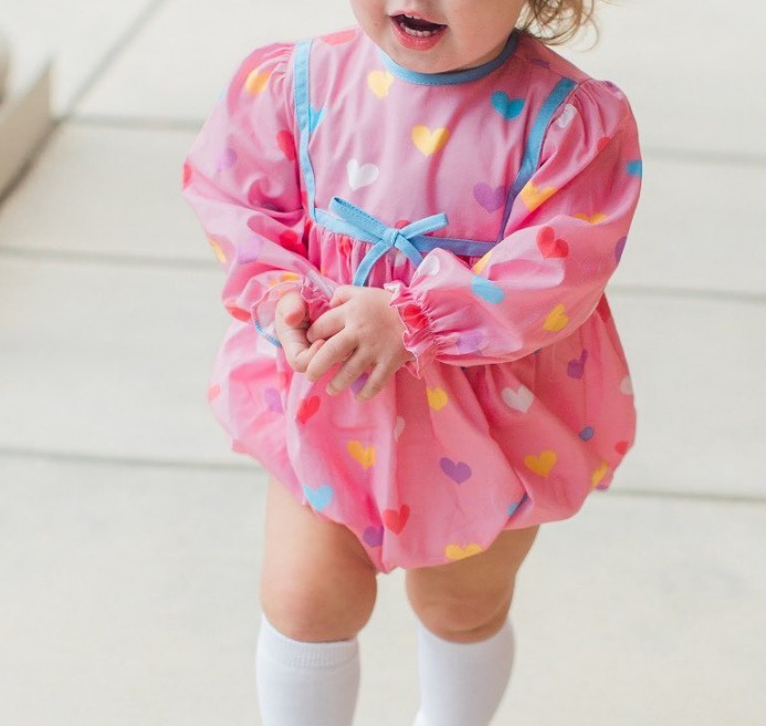 preorder LR2151 colorful heart pink long sleeve girls romper