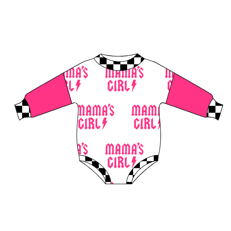 preorder LR2172 Mama's Girls Flash Hot Pink Long Sleeve Girls Romper