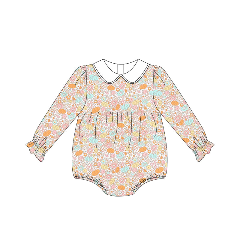 preorder LR2199 colorful flowers floral long sleeve girls romper