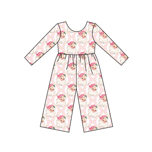 preorder LR2238 Christmas Santa pink long sleeve girls jumpsuits