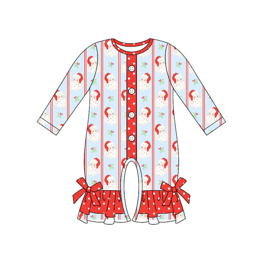 preorder LR2242 Christmas Santa red dot long sleeve girls romper