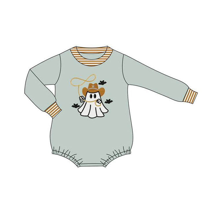 preorder LR2263 Halloween spooky grey green long sleeve girls romper