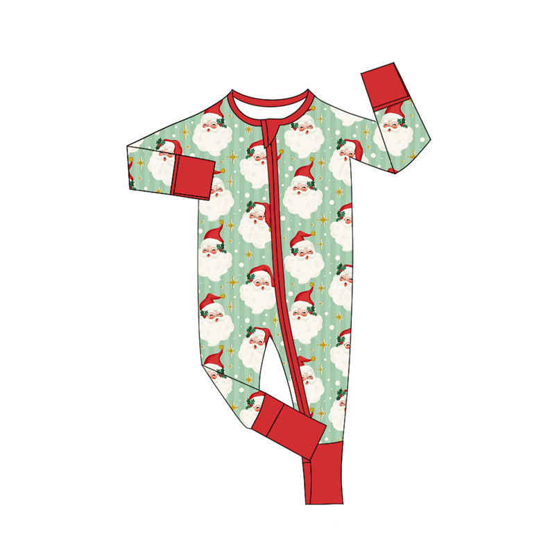 preorder LR2278 Christmas Santa red/green zipper long sleeve boys romper