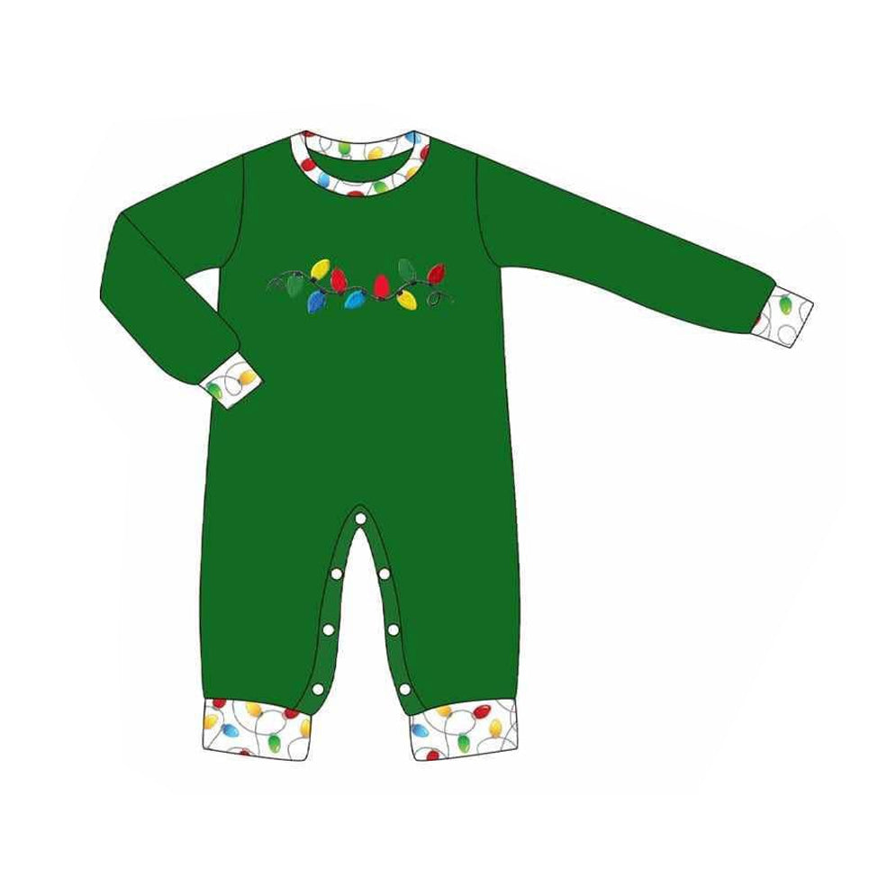 preorder LR2315 Christmas light green long sleeve boys romper