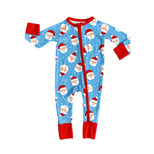 preorder LR2377 Christmas Santa blue long sleeve boys romper