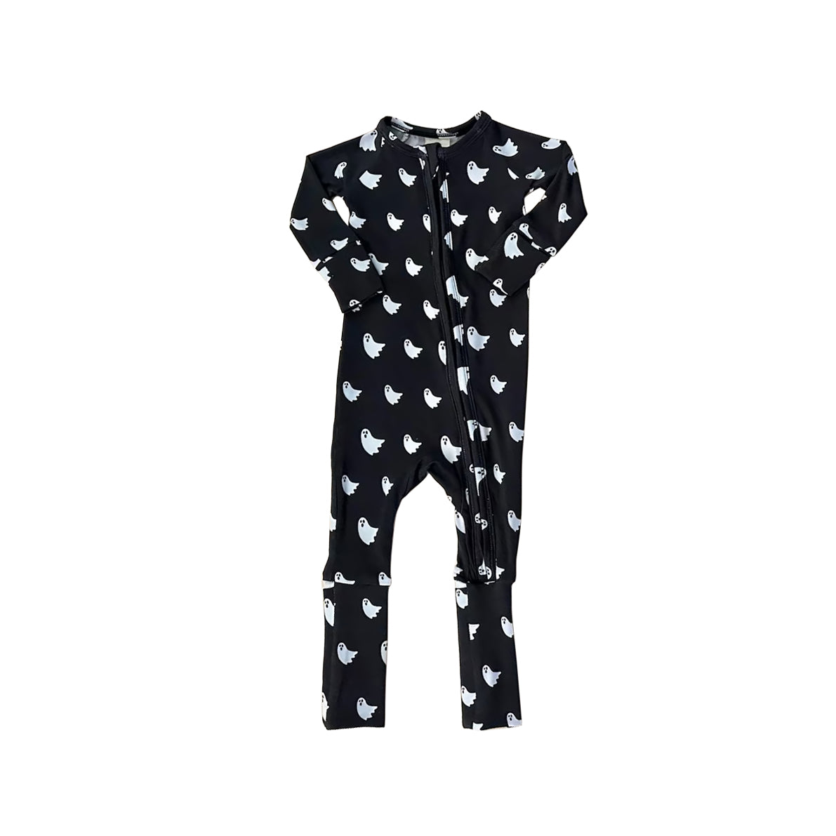 preorder LR2396 Halloween spooky black long sleeve zipper boys romper