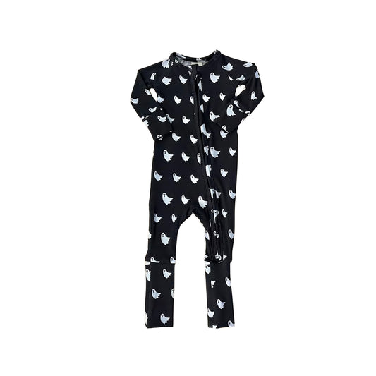 preorder LR2396 Halloween spooky black long sleeve zipper boys romper