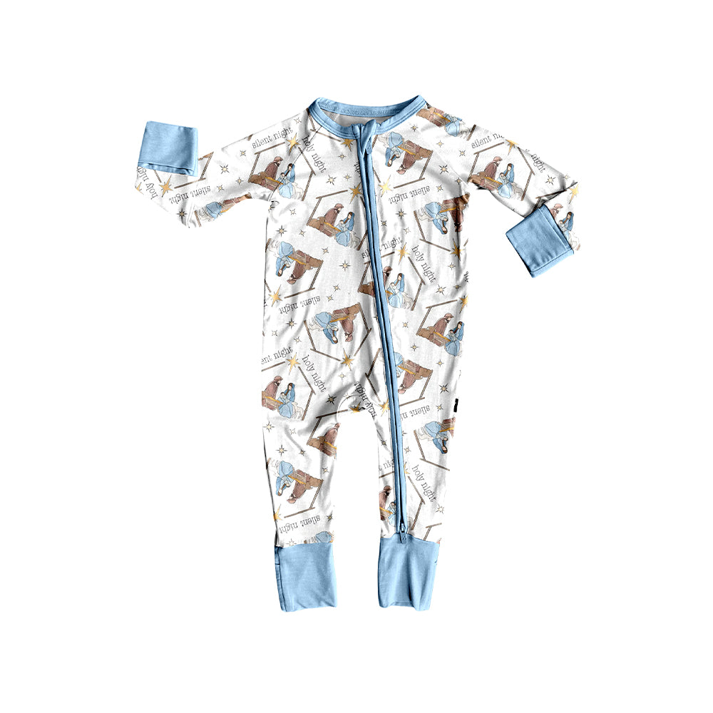 preorder LR2419 The Nativity Story blue long sleeve boys romper