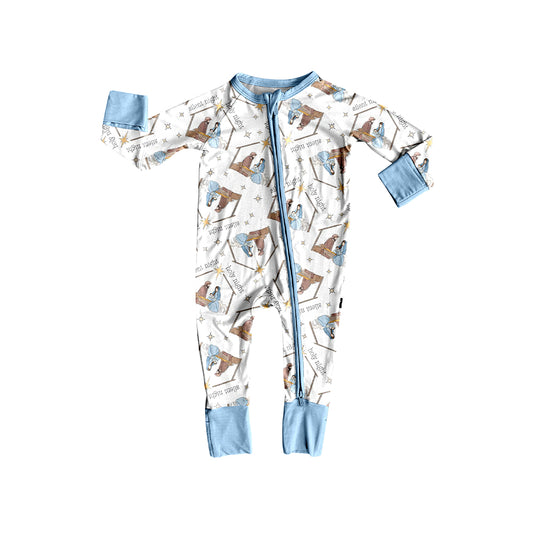 preorder LR2419 The Nativity Story blue long sleeve boys romper