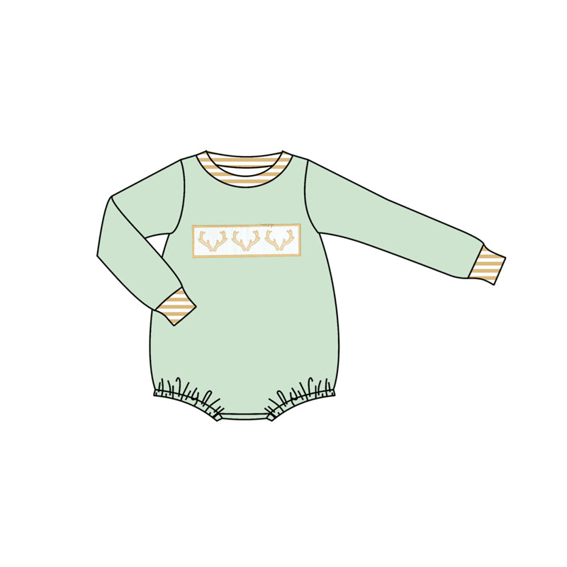 preorder LR2453 hunting deer green long sleeve boys romper
