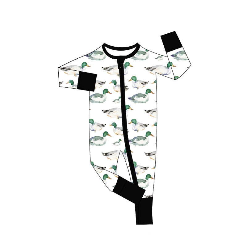preorder LR2499 hunting mallard duck zipper long sleeve boys romper