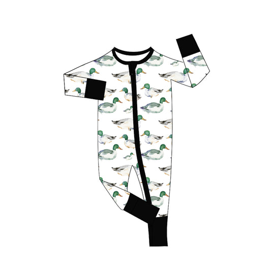 preorder LR2499 hunting mallard duck zipper long sleeve boys romper