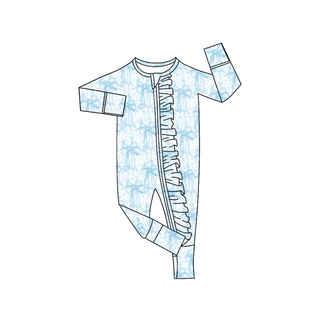 preorder LR2518 blue bows long sleeve zipper girls romper