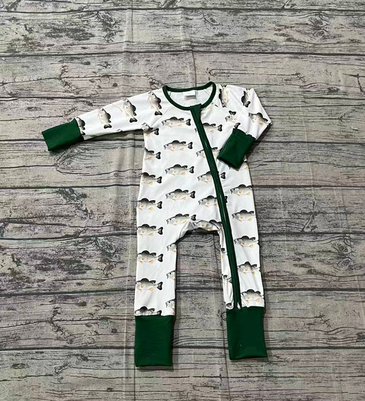 preorder Samples LR2531 hunting fishing green zipper long sleeve boys romper