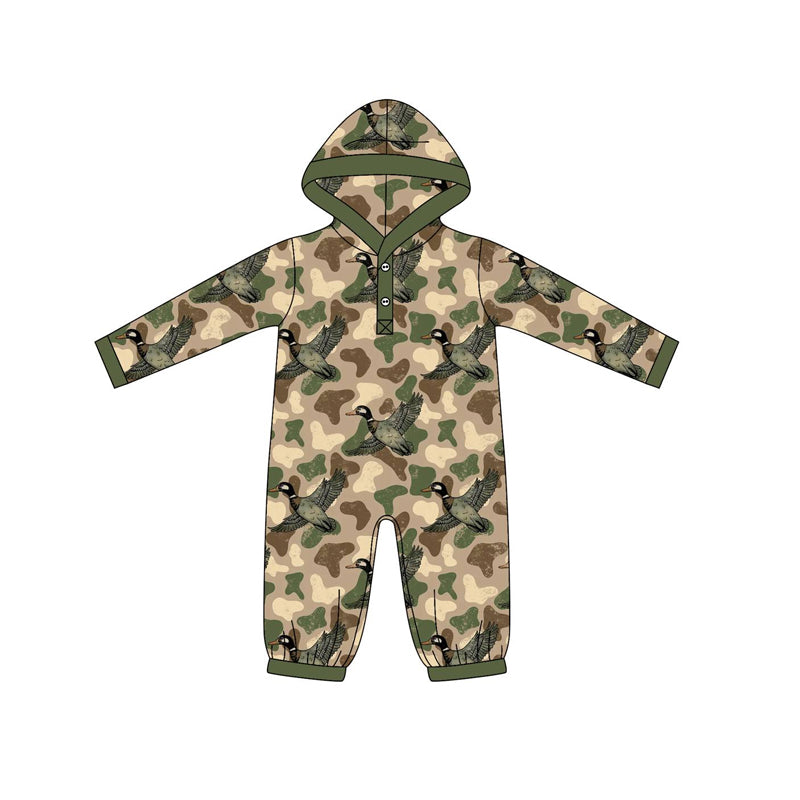 preorder LR2608 hunting malalrd duck camo hoodie long sleeve boys romper